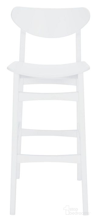 The appearance of Thaxton Bar Stool Set of 2 in White designed by Safavieh in the transitional interior design. This white piece of furniture  was selected by 1StopBedrooms from Thaxton Collection to add a touch of cosiness and style into your home. Sku: BST1500C-SET2. Material: Wood. Product Type: Barstool. Image1