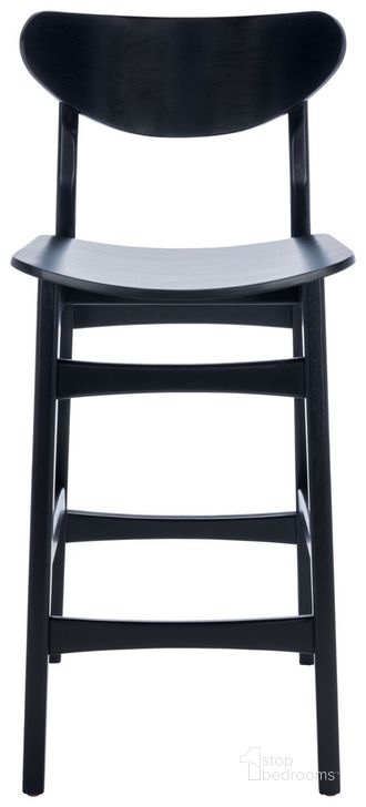 The appearance of Thaxton Counter Stool in Black designed by Safavieh in the transitional interior design. This black piece of furniture  was selected by 1StopBedrooms from Thaxton Collection to add a touch of cosiness and style into your home. Sku: BST1501B. Material: Wood. Product Type: Barstool. Image1