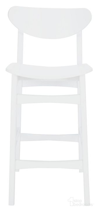 The appearance of Thaxton Counter Stool in White designed by Safavieh in the transitional interior design. This white piece of furniture  was selected by 1StopBedrooms from Thaxton Collection to add a touch of cosiness and style into your home. Sku: BST1501C. Material: Wood. Product Type: Barstool. Image1