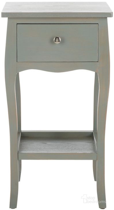The appearance of Thelma French Gray End Table with Storage Drawer designed by Safavieh in the traditional interior design. This ash gray piece of furniture  was selected by 1StopBedrooms from Thelma Collection to add a touch of cosiness and style into your home. Sku: AMH6619A. Material: Wood. Product Type: Accent Table. Image1