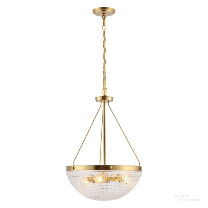 The appearance of Thorin Pendant in Gold designed by Safavieh in the modern / contemporary interior design. This gold piece of furniture  was selected by 1StopBedrooms from Thorin Collection to add a touch of cosiness and style into your home. Sku: PND4131A. Material: Metal. Product Type: Pendant Lighting. Image1