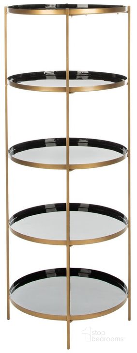 The appearance of Tia Black and Brass Round 5 Tier Etagere designed by Safavieh in the modern / contemporary interior design. This brass and black piece of furniture  was selected by 1StopBedrooms from Tia Collection to add a touch of cosiness and style into your home. Sku: ETG3202B. Product Type: Etagere. Material: Iron. Image1