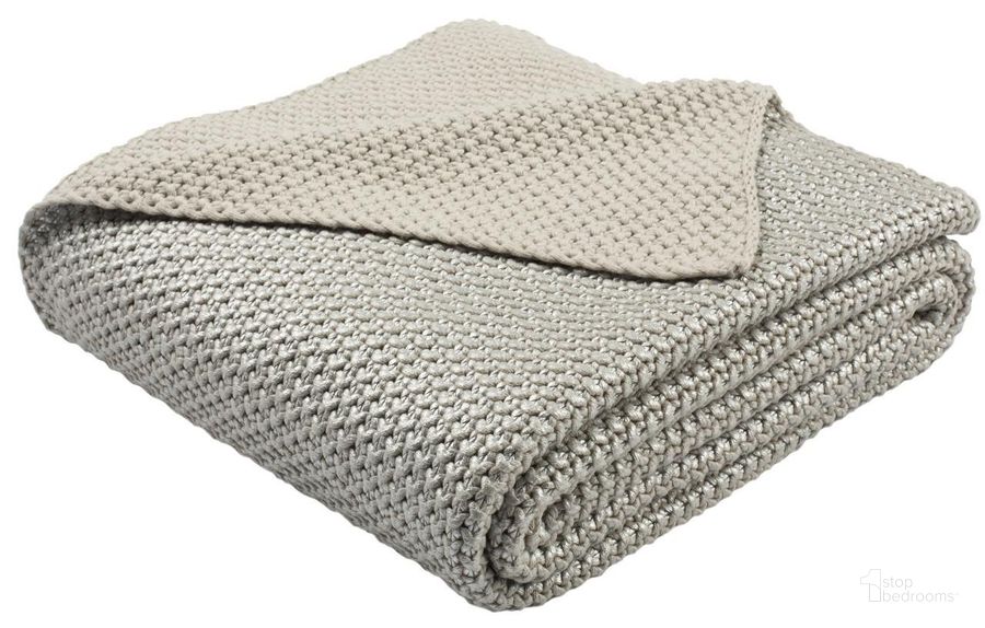 The appearance of Tickled Grey Knit Throw designed by Safavieh in the modern / contemporary interior design. This palewisper piece of furniture  was selected by 1StopBedrooms from Tickled Collection to add a touch of cosiness and style into your home. Sku: THR191A-5060. Material: Cotton. Product Type: Pillows and Throw. Image1