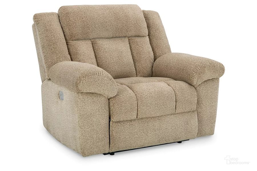 The appearance of Tip-Off Power Recliner In Wheat designed by Signature Design by Ashley in the traditional interior design. This wheat piece of furniture  was selected by 1StopBedrooms from Tip-Off Collection to add a touch of cosiness and style into your home. Sku: 6930582. Material: Fabric. Product Type: Recliner. Image1