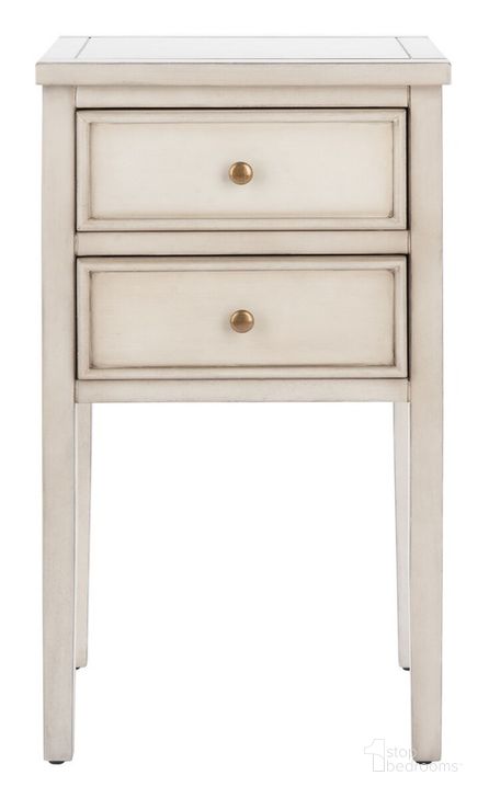 The appearance of Toby White Birch End Table with 2 Storage Drawers designed by Safavieh in the country / farmhouse interior design. This birch piece of furniture  was selected by 1StopBedrooms from Toby Collection to add a touch of cosiness and style into your home. Sku: AMH6625D. Material: Wood. Product Type: Nightstand. Image1