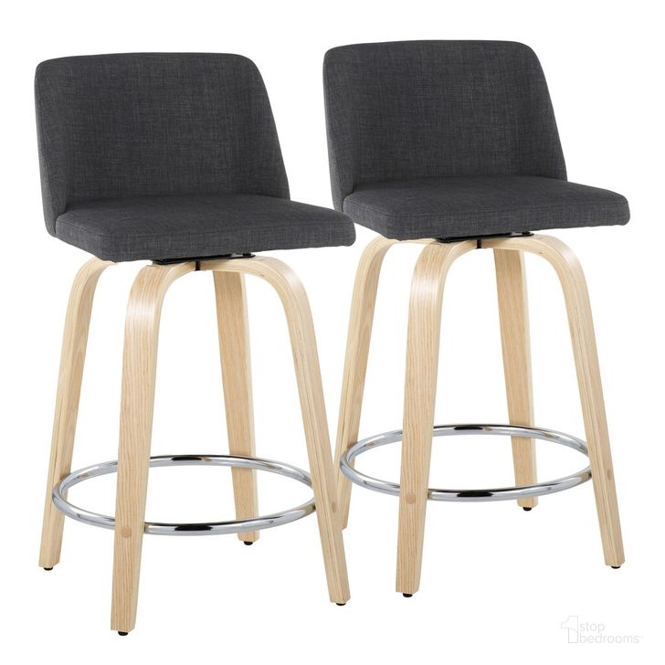 The appearance of Toriano 24 Inch Fixed Height Counter Stool Set of 2 In Charcoal designed by Lumisource in the modern / contemporary interior design. This charcoal piece of furniture  was selected by 1StopBedrooms from Tintori Collection to add a touch of cosiness and style into your home. Sku: B24-TRNOFB-GRTZR2 NACHAR2. Material: Wood. Product Type: Barstool. Image1