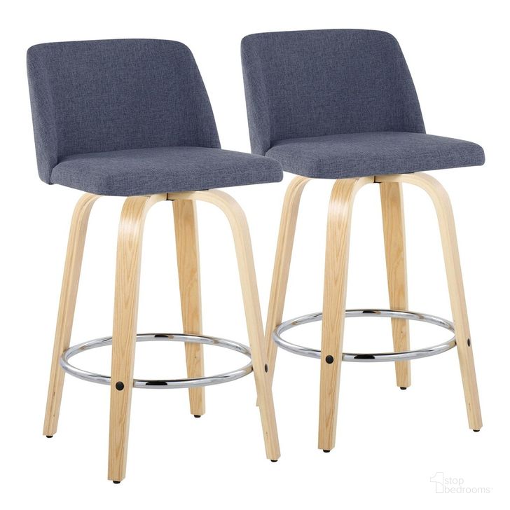 The appearance of Toriano 26 Inch Fixed Height Counter Stool Set of 2 In Blue designed by Lumisource in the modern / contemporary interior design. This blue piece of furniture  was selected by 1StopBedrooms from Tintori Collection to add a touch of cosiness and style into your home. Sku: B26-TRNOFB-GRTZR2 NABU2. Material: Wood. Product Type: Barstool. Image1