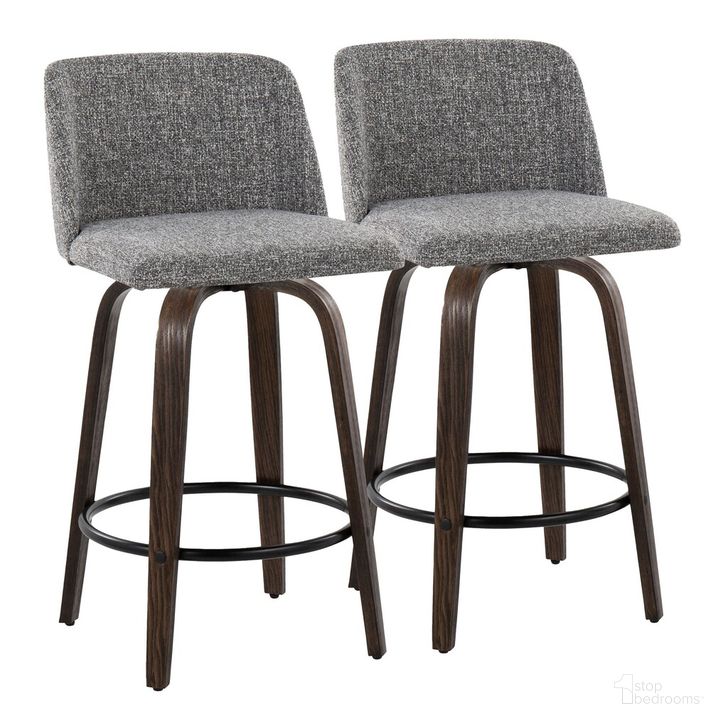 The appearance of Toriano 26 Inch Fixed Height Counter Stool Set of 2 In Grey designed by Lumisource in the transitional interior design. This grey piece of furniture  was selected by 1StopBedrooms from Tintori Collection to add a touch of cosiness and style into your home. Sku: B26-TRNO-GRTZQ2 BNNGY2. Material: Wood. Product Type: Barstool. Image1