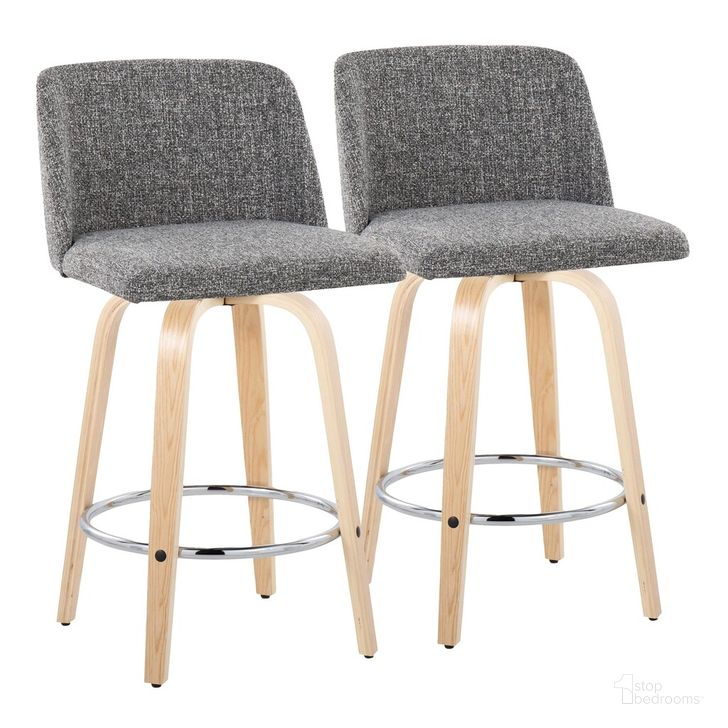 The appearance of Toriano 26 Inch Fixed Height Counter Stool Set of 2 In Grey designed by Lumisource in the modern / contemporary interior design. This grey piece of furniture  was selected by 1StopBedrooms from Tintori Collection to add a touch of cosiness and style into your home. Sku: B26-TRNO-GRTZR2 NANGY2. Material: Wood. Product Type: Barstool. Image1