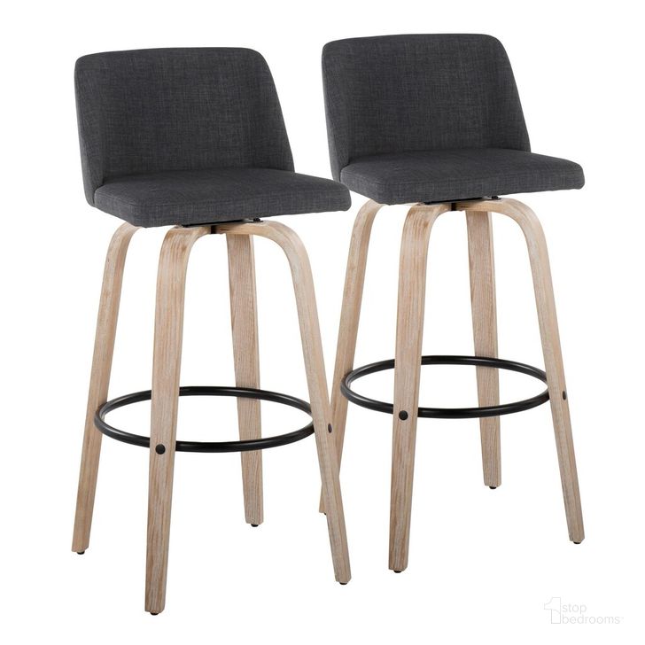The appearance of Toriano 30 Inch Fixed Height Barstool Set of 2 In Charcoal designed by Lumisource in the modern / contemporary interior design. This charcoal piece of furniture  was selected by 1StopBedrooms from Tintori Collection to add a touch of cosiness and style into your home. Sku: B30-TRNOFB-GRTZQ2 WWCHAR2. Material: Wood. Product Type: Barstool. Image1