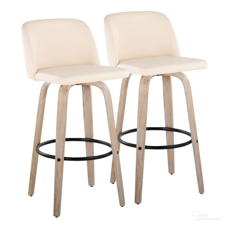 The appearance of Toriano 30 Inch Fixed Height Barstool Set of 2 In Cream designed by Lumisource in the country / farmhouse interior design. This cream piece of furniture  was selected by 1StopBedrooms from Tintori Collection to add a touch of cosiness and style into your home. Sku: B30-TRNOPU-GRTZQ2 WWCR2. Material: Wood. Product Type: Barstool. Image1