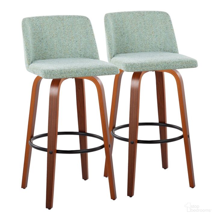The appearance of Toriano 30 Inch Fixed Height Barstool Set of 2 In Green Black designed by Lumisource in the transitional interior design. This green black piece of furniture  was selected by 1StopBedrooms from Tintori Collection to add a touch of cosiness and style into your home. Sku: B30-TRNO-GRTZQ2 WLLGN2. Material: Wood. Product Type: Barstool. Image1