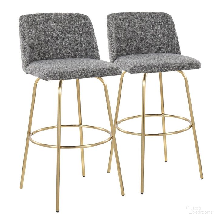 The appearance of Toriano 30 Inch Fixed Height Barstool Set of 2 In Grey designed by Lumisource in the modern / contemporary interior design. This grey piece of furniture  was selected by 1StopBedrooms from Tintori Collection to add a touch of cosiness and style into your home. Sku: B30-TRNO-CLARZG2 AUNGY2. Material: Wood. Product Type: Barstool. Image1