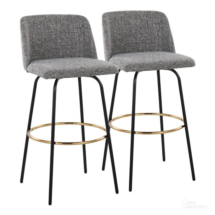 The appearance of Toriano 30 Inch Fixed Height Barstool Set of 2 In Grey designed by Lumisource in the modern / contemporary interior design. This grey piece of furniture  was selected by 1StopBedrooms from Tintori Collection to add a touch of cosiness and style into your home. Sku: B30-TRNO-CLARZG2 BKNGY2. Material: Wood. Product Type: Barstool. Image1