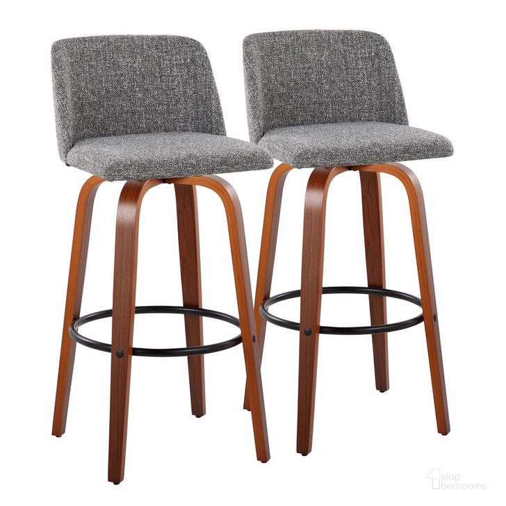 The appearance of Toriano 30 Inch Fixed Height Barstool Set of 2 In Grey designed by Lumisource in the transitional interior design. This grey piece of furniture  was selected by 1StopBedrooms from Tintori Collection to add a touch of cosiness and style into your home. Sku: B30-TRNO-GRTZQ2 WLNGY2. Material: Wood. Product Type: Barstool. Image1
