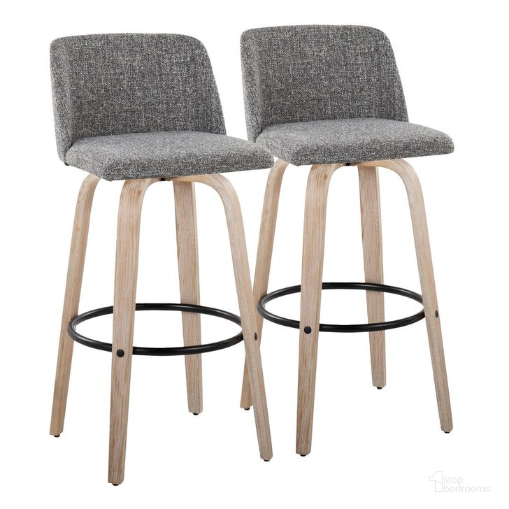The appearance of Toriano 30 Inch Fixed Height Barstool Set of 2 In Grey designed by Lumisource in the country / farmhouse interior design. This grey piece of furniture  was selected by 1StopBedrooms from Tintori Collection to add a touch of cosiness and style into your home. Sku: B30-TRNO-GRTZQ2 WWNGY2. Material: Wood. Product Type: Barstool. Image1