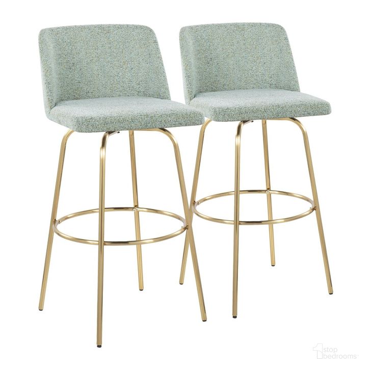 The appearance of Toriano 30 Inch Fixed Height Barstool Set of 2 In Light Green designed by Lumisource in the modern / contemporary interior design. This light green piece of furniture  was selected by 1StopBedrooms from Tintori Collection to add a touch of cosiness and style into your home. Sku: B30-TRNO-CLARZG2 AULGN2. Material: Wood. Product Type: Barstool. Image1