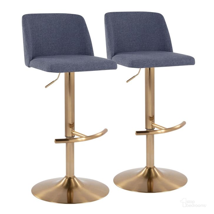 The appearance of Toriano Adjustable Barstool Set of 2 In Gold designed by Lumisource in the modern / contemporary interior design. This gold piece of furniture  was selected by 1StopBedrooms from Tintori Collection to add a touch of cosiness and style into your home. Sku: BS-TRNOFB-RT2 AUBU2. Material: Metal. Product Type: Barstool. Image1