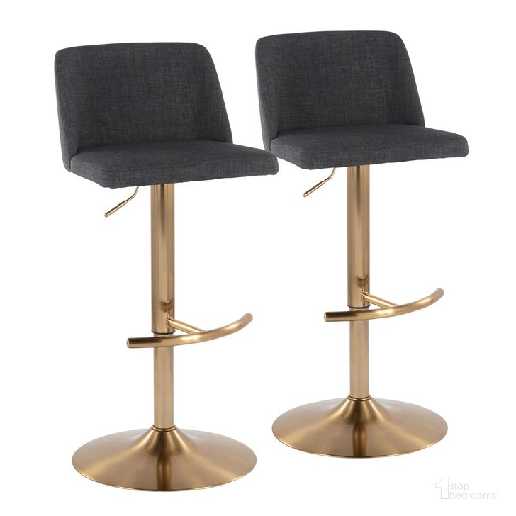 The appearance of Toriano Adjustable Barstool Set of 2 In Gold designed by Lumisource in the modern / contemporary interior design. This gold piece of furniture  was selected by 1StopBedrooms from Tintori Collection to add a touch of cosiness and style into your home. Sku: BS-TRNOFB-RT2 AUCHAR2. Material: Metal. Product Type: Barstool. Image1