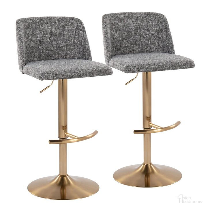 The appearance of Toriano Adjustable Barstool Set of 2 In Grey designed by Lumisource in the modern / contemporary interior design. This grey piece of furniture  was selected by 1StopBedrooms from Tintori Collection to add a touch of cosiness and style into your home. Sku: BS-TRNOFB-RT2 AUNGY2. Material: Metal. Product Type: Barstool. Image1
