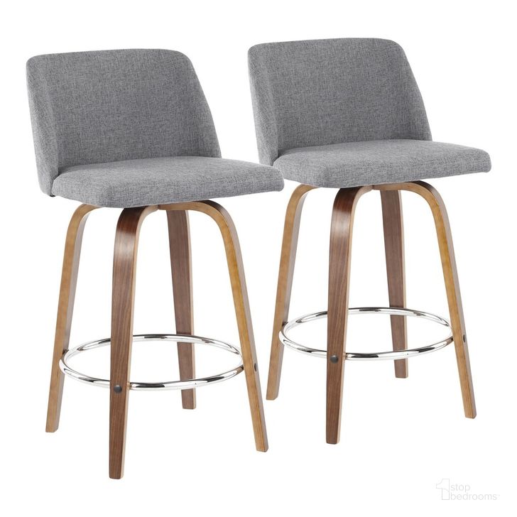 The appearance of Toriano Counter Stool Set of 2 In Grey designed by Lumisource in the transitional interior design. This grey piece of furniture  was selected by 1StopBedrooms from Tintori Collection to add a touch of cosiness and style into your home. Sku: B26-TRNO2R WLGY2. Material: Wood. Product Type: Barstool. Image1