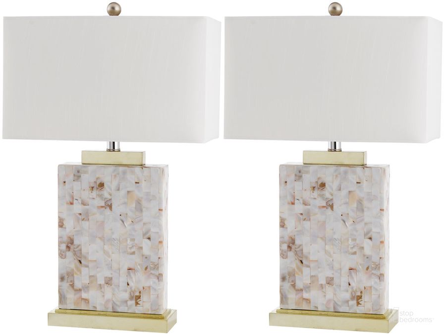 The appearance of Tory Cream Shell Table Lamp Set of 2 designed by Safavieh in the transitional interior design. This cream piece of furniture  was selected by 1StopBedrooms from Tory Collection to add a touch of cosiness and style into your home. Sku: LIT4107A-SET2. Product Type: Table Lamp. Image1