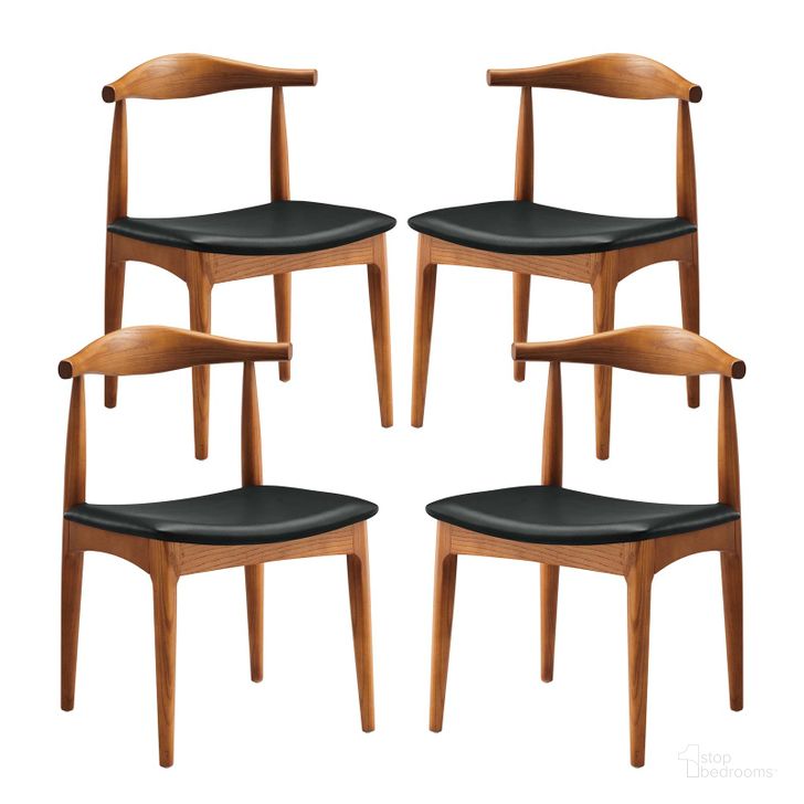 The appearance of Tracy Black Dining Chairs Wood Set of 4 EEI-1682-BLK designed by Modway in the modern / contemporary interior design. This black piece of furniture  was selected by 1StopBedrooms from Tracy Collection to add a touch of cosiness and style into your home. Sku: EEI-1682-BLK. Material: Leather. Product Type: Dining Chair. Image1