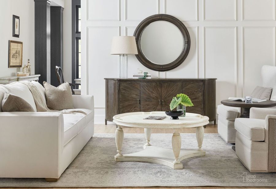 The appearance of Traditions Soft White Round Occasional Table Set designed by Hooker in the traditional interior design. This white piece of furniture  was selected by 1StopBedrooms from Traditions Collection to add a touch of cosiness and style into your home. Sku: 5961-80111-02;5961-80116-02. Material: Wood. Product Type: Occasional Table Set. Image1