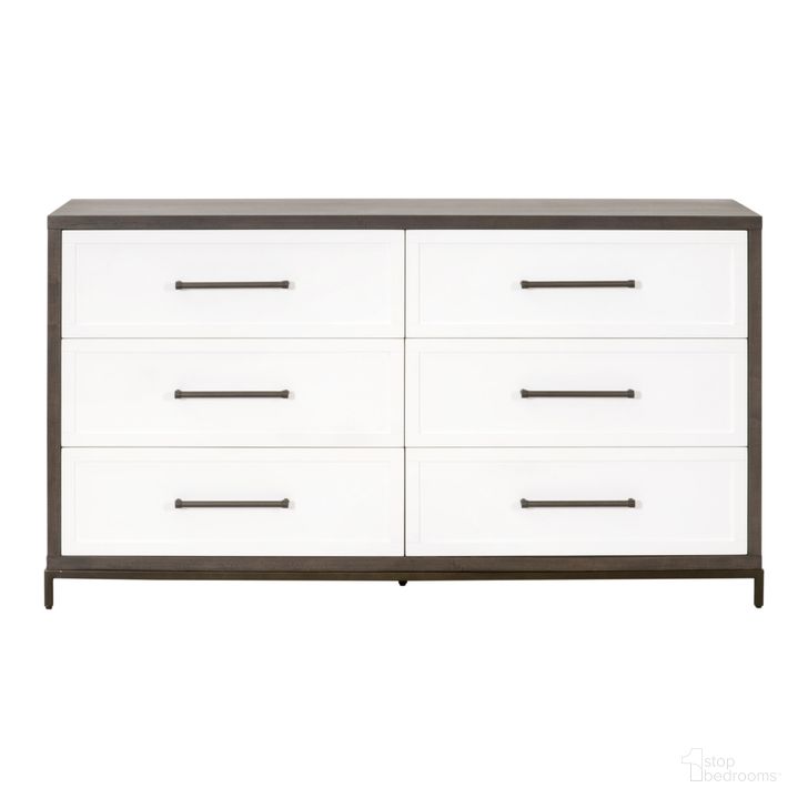 The appearance of Traditions Wrenn 6 Drawer Double Dresser In Brown White designed by Essentials For Living in the transitional interior design. This brown white piece of furniture  was selected by 1StopBedrooms from Traditions Collection to add a touch of cosiness and style into your home. Sku: 6140.BBRN/WHT-AB. Product Type: Dresser. Material: Wood Veneer. Image1