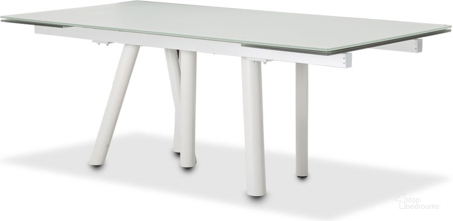 The appearance of Trance Dining Table TR-RTRDM002 designed by AICO in the modern / contemporary interior design. This white piece of furniture  was selected by 1StopBedrooms from Trance Collection to add a touch of cosiness and style into your home. Sku: TR-RTRDM002T;TR-RTRDM002B. Product Type: Dining Table. Size: 115". Image1