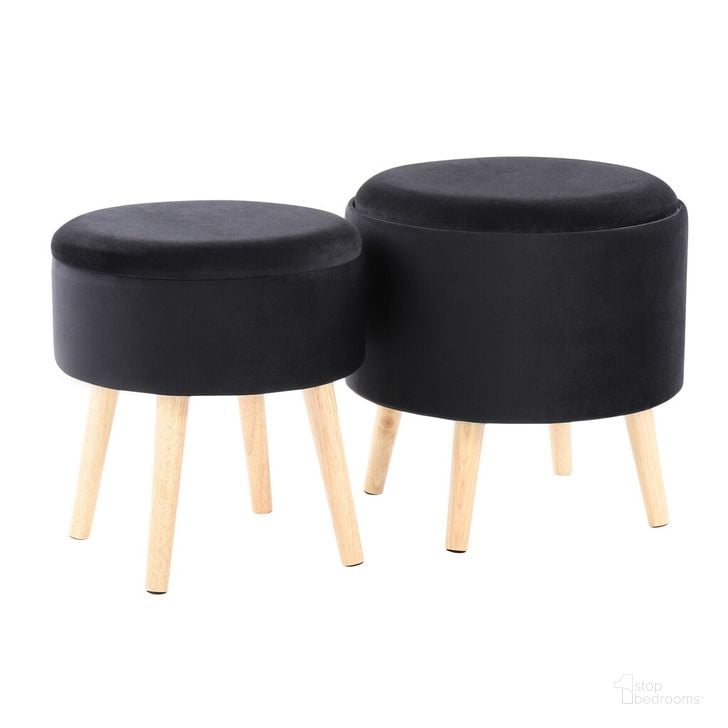 The appearance of Tray Storage Ottoman Set In Black Velvet designed by Lumisource in the modern / contemporary interior design. This black velvet piece of furniture  was selected by 1StopBedrooms from Tray Collection to add a touch of cosiness and style into your home. Sku: OT-STORNEST NAVBK. Material: Wood. Product Type: Ottoman. Image1