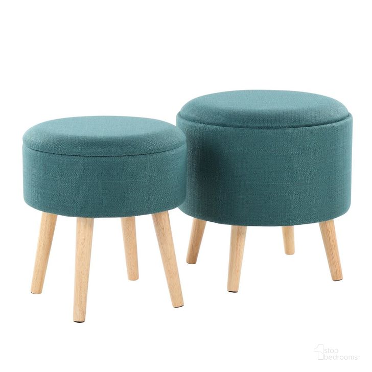 The appearance of Tray Storage Ottoman Set In Teal designed by Lumisource in the modern / contemporary interior design. This teal piece of furniture  was selected by 1StopBedrooms from Tray Collection to add a touch of cosiness and style into your home. Sku: OT-STORNEST NATL. Material: Wood. Product Type: Ottoman. Image1