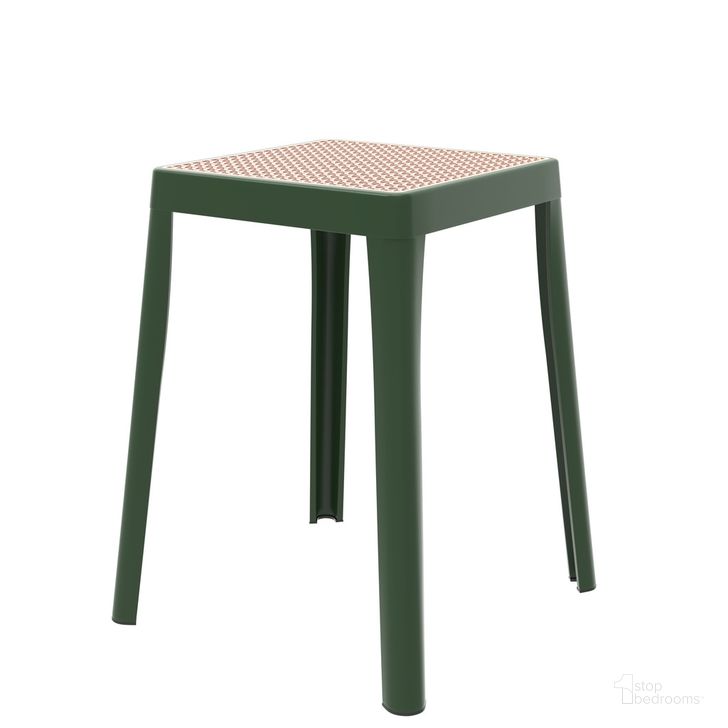 The appearance of Tresse Stackable Poly Stool In Green designed by LeisureMod in the  interior design. This green piece of furniture  was selected by 1StopBedrooms from Tresse Collection to add a touch of cosiness and style into your home. Sku: TS12G. Product Type: Stool. Material: Plastic. Image1
