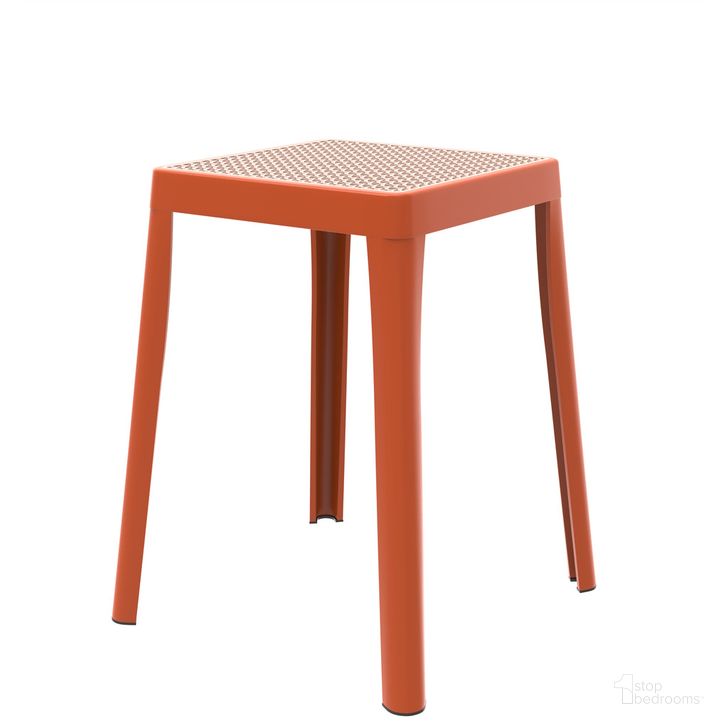 The appearance of Tresse Stackable Poly Stool In Orange designed by LeisureMod in the  interior design. This orange piece of furniture  was selected by 1StopBedrooms from Tresse Collection to add a touch of cosiness and style into your home. Sku: TS12OR. Product Type: Stool. Material: Plastic. Image1