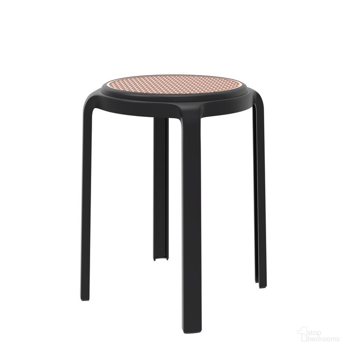 The appearance of Tresse Stackable Round Poly Stool In Black designed by LeisureMod in the  interior design. This black piece of furniture  was selected by 1StopBedrooms from Tresse Collection to add a touch of cosiness and style into your home. Sku: TSR13BL. Product Type: Stool. Material: Plastic. Image1