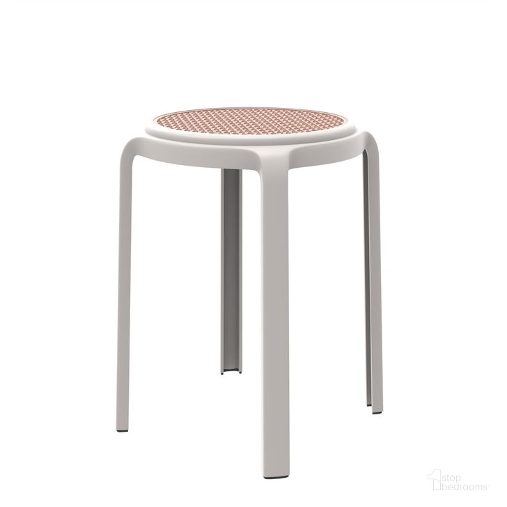 The appearance of Tresse Stackable Round Poly Stool In White designed by LeisureMod in the  interior design. This white piece of furniture  was selected by 1StopBedrooms from Tresse Collection to add a touch of cosiness and style into your home. Sku: TSR13WH. Product Type: Stool. Material: Plastic. Image1