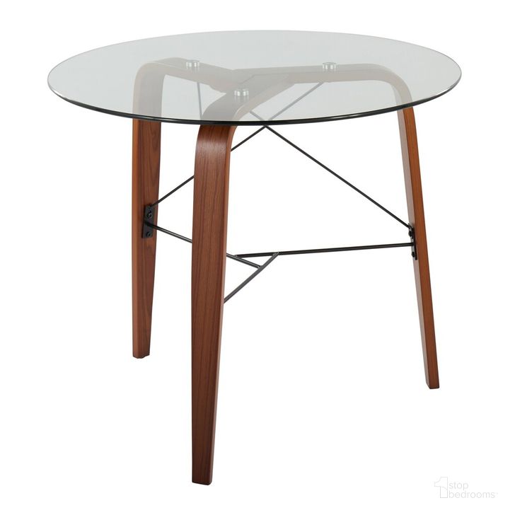 The appearance of Trilogy Round Dinette Table In Walnut designed by Lumisource in the modern / contemporary interior design. This walnut piece of furniture  was selected by 1StopBedrooms from Trilogy Collection to add a touch of cosiness and style into your home. Sku: DT-TRILO34 WL. Table Base Style: Legs. Table Top Shape: Round. Material: Steel. Product Type: Dining Table. Size: 35". Image1