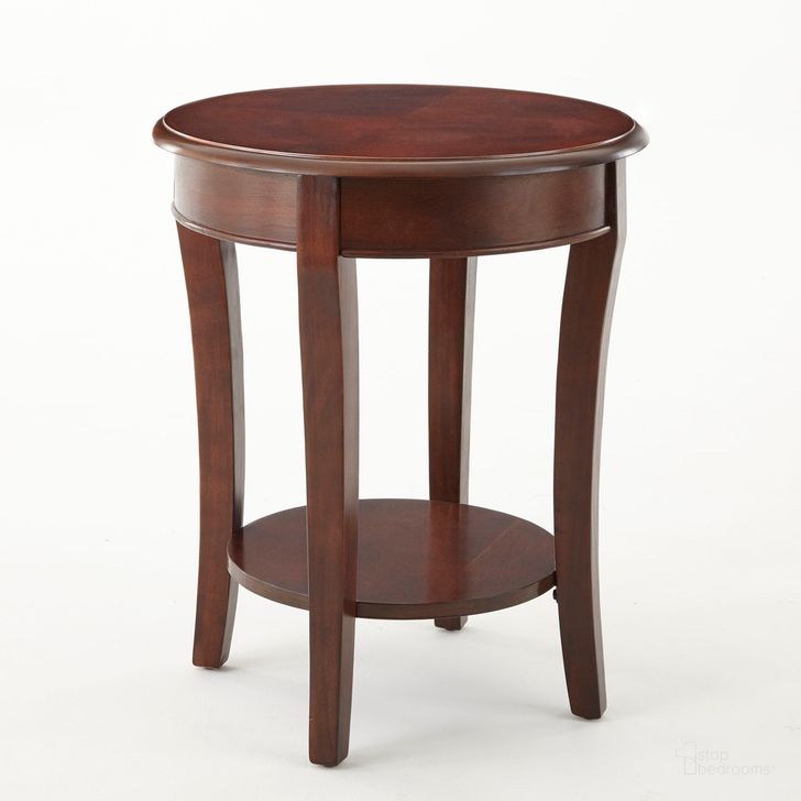 The appearance of Troy 20 Inch Round End Table In Brown designed by Steve Silver in the transitional interior design. This brown piece of furniture  was selected by 1StopBedrooms from Troy Collection to add a touch of cosiness and style into your home. Sku: TY100E. Product Type: End Table. Material: MDF. Image1