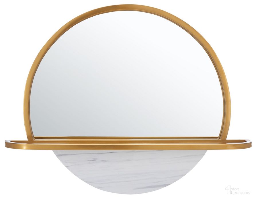 The appearance of Tsarra Mirror in Gold and White designed by Safavieh in the modern / contemporary interior design. This gold and white piece of furniture  was selected by 1StopBedrooms from Tsarra Collection to add a touch of cosiness and style into your home. Sku: MRR3057A. Product Type: Mirror. Material: Iron. Image1