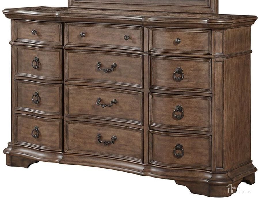 The appearance of Tulsa Dresser In Pecan designed by Avalon Furniture in the traditional interior design. This pecan piece of furniture  was selected by 1StopBedrooms from Tulsa Collection to add a touch of cosiness and style into your home. Sku: B01495 D. Material: Wood. Product Type: Dresser. Image1