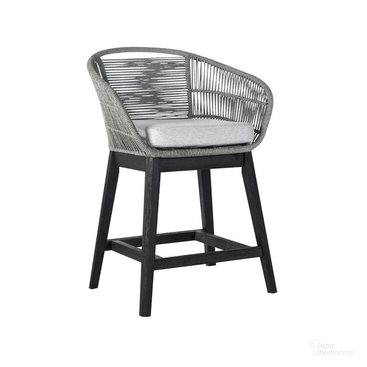 The appearance of Tutti Frutti Indoor Outdoor Counter Height Bar Stool In Black Brushed Wood with Gray Rope designed by Armen Living in the modern / contemporary interior design. This gray piece of furniture  was selected by 1StopBedrooms from Tutti Frutti Collection to add a touch of cosiness and style into your home. Sku: LCTFBAGRBL26. Product Type: Outdoor Bar Furniture. Material: Rope. Image1
