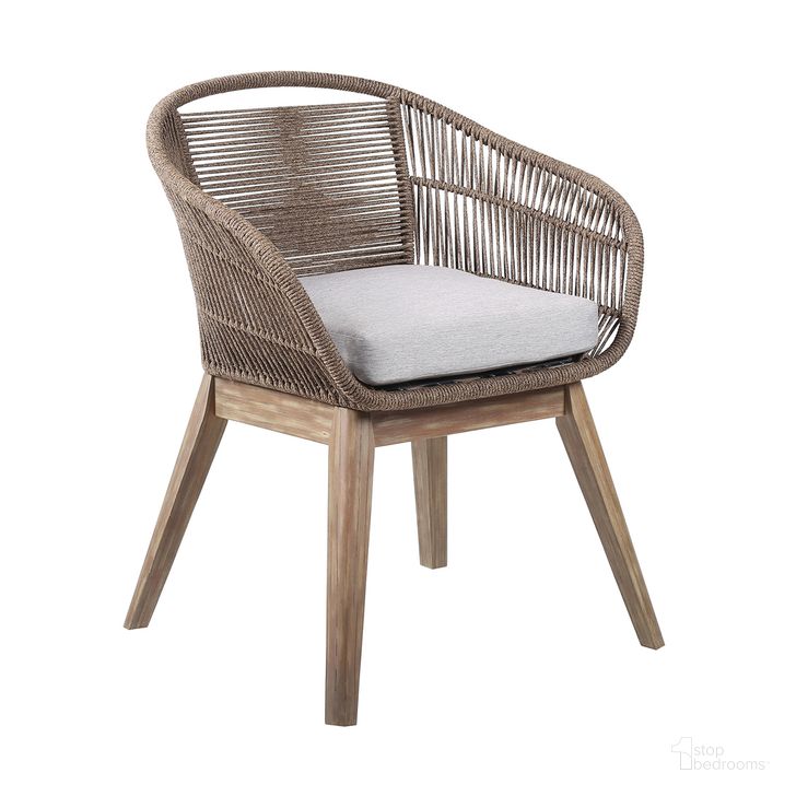The appearance of Tutti Frutti Indoor Outdoor Dining Chair In Light Eucalyptus Wood with Truffle Rope and Gray Cushion designed by Armen Living in the modern / contemporary interior design. This truffle piece of furniture  was selected by 1StopBedrooms from Tutti Frutti Collection to add a touch of cosiness and style into your home. Sku: LCTFSITRU. Product Type: Outdoor Dining Chair. Material: Rope. Image1