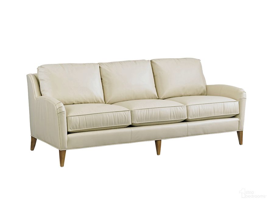 The appearance of Twin Palms Coconut Grove Leather Sofa designed by Tommy Bahama in the transitional interior design. This  piece of furniture  was selected by 1StopBedrooms from Twin Palms Collection to add a touch of cosiness and style into your home. Sku: 01-7287-33-LL-40. Material: Leather. Product Type: Leather Sofa. Image1