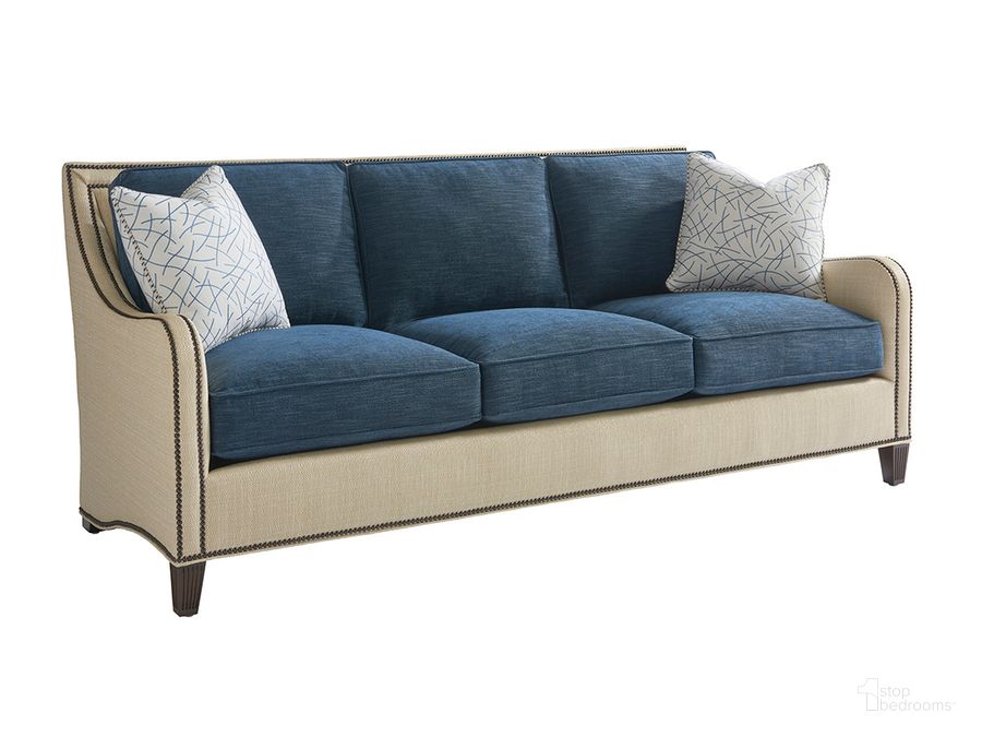 The appearance of Twin Palms Koko Sofa designed by Tommy Bahama in the transitional interior design. This  piece of furniture  was selected by 1StopBedrooms from Twin Palms Collection to add a touch of cosiness and style into your home. Sku: 01-7212-33-41. Material: Wood. Product Type: Sofa. Image1