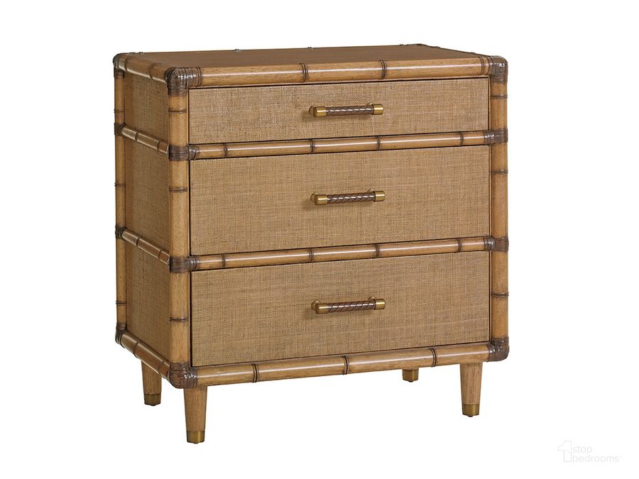 The appearance of Twin Palms Parrot Cay Drawer Nightstand designed by Tommy Bahama in the cabin / lodge interior design. This brown piece of furniture  was selected by 1StopBedrooms from Twin Palms Collection to add a touch of cosiness and style into your home. Sku: 01-0558-621. Material: Wood. Product Type: Nightstand. Image1