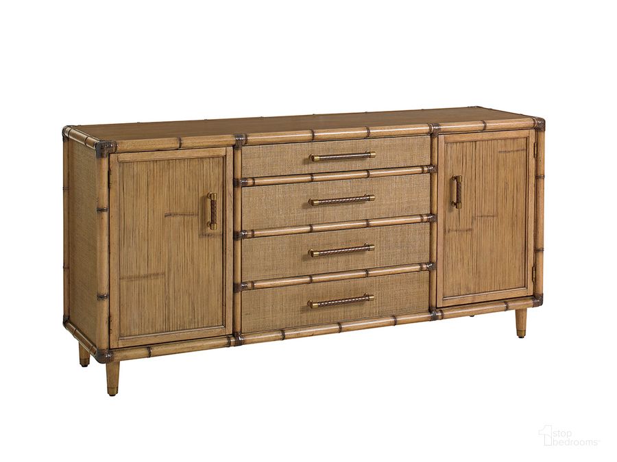 The appearance of Twin Palms Sandy Point Buffet designed by Tommy Bahama in the cabin / lodge interior design. This brown piece of furniture  was selected by 1StopBedrooms from Twin Palms Collection to add a touch of cosiness and style into your home. Sku: 01-0558-852. Material: Wood. Product Type: Buffets, Sideboards and Server. Image1