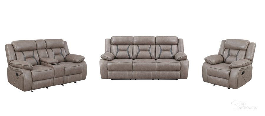 The appearance of Tyson 3PC Sofa and Loveseat Set In Light Brown designed by Steve Silver in the modern / contemporary interior design. This light brown piece of furniture  was selected by 1StopBedrooms from Tyson Collection to add a touch of cosiness and style into your home. Sku: TY850S;TY850CL;TY850R. Product Type: Living Room Set. Material: Plywood. Image1