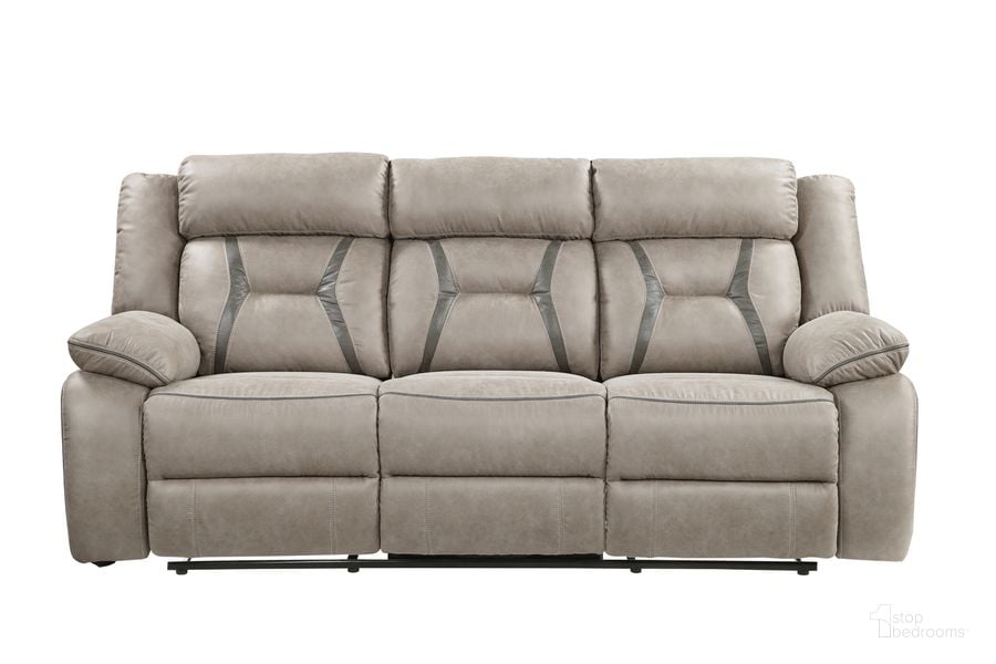 The appearance of Tyson Reclining Sofa In Light Brown designed by Steve Silver in the transitional interior design. This light brown piece of furniture  was selected by 1StopBedrooms from Tyson Collection to add a touch of cosiness and style into your home. Sku: TY850S. Product Type: Reclining Sofa. Material: Plywood. Image1