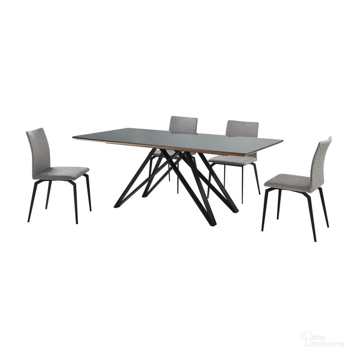 The appearance of Urbino Lyon 5 Piece Dining Set In Gray designed by Armen Living in the modern / contemporary interior design. This gray piece of furniture  was selected by 1StopBedrooms from Urbino Collection to add a touch of cosiness and style into your home. Sku: LCLYSIGREY;LCLYSIGREY;LCURDIGRTOP;LCURDIBLBASE. Product Type: Dining Room Set. Material: MDF. Image1