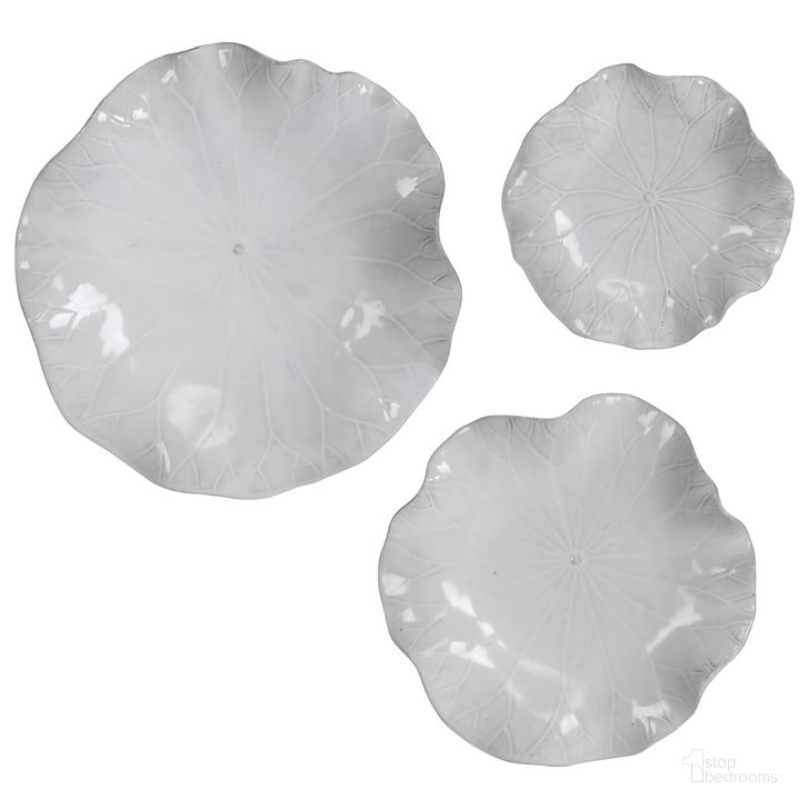 The appearance of Uttermost Abella Ceramic Wall Decor Set Of 3 In White designed by Uttermost in the modern / contemporary interior design. This white piece of furniture  was selected by 1StopBedrooms from Abella Collection to add a touch of cosiness and style into your home. Sku: 04234. Material: Ceramic. Product Type: Wall Decor. Image1